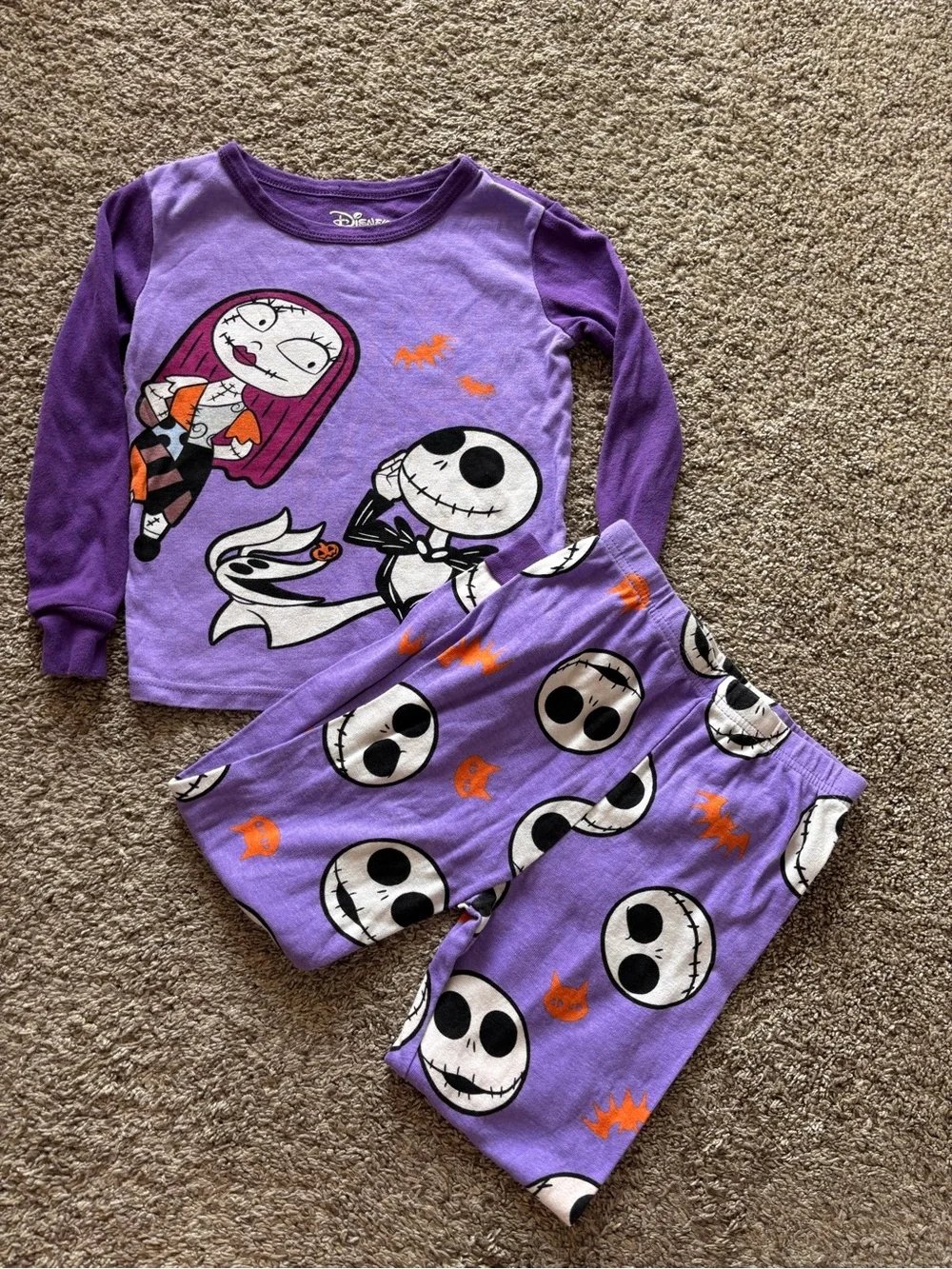 Jack Skellington pajamas set kids size 8 nightmare before Christmas Disney